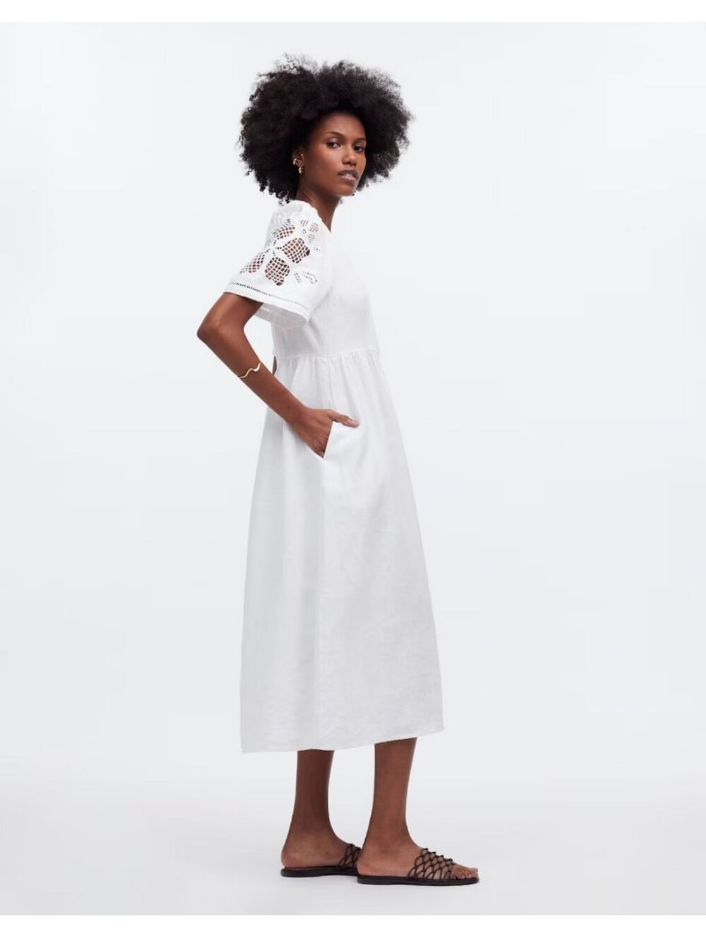 Madewell Cassie Button-Front Midi Dress Women's Size XS in White New With Tags!
